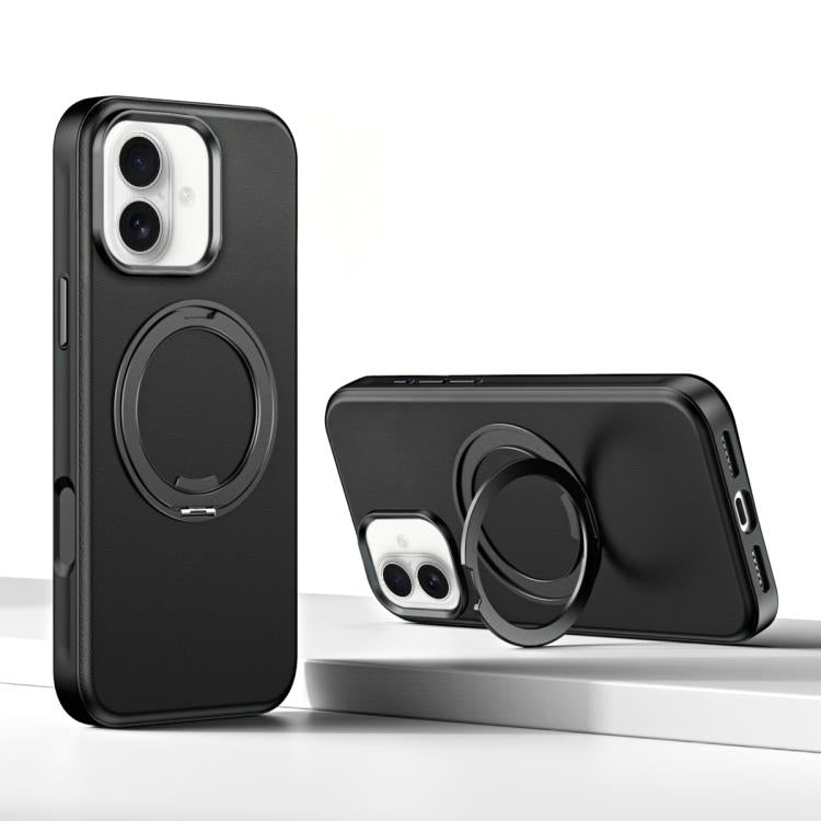 For iPhone 17 Cloud Block Star Leather Series 360 Degree Rotation Holder Magnetic Phone Case