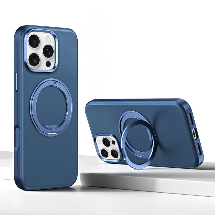 For iPhone 16 Pro Max Cloud Block Star Leather Series 360 Degree Rotation Holder Magnetic Phone Case