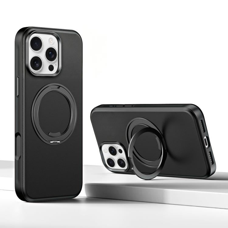 For iPhone 16 Pro Max Cloud Block Star Leather Series 360 Degree Rotation Holder Magnetic Phone Case
