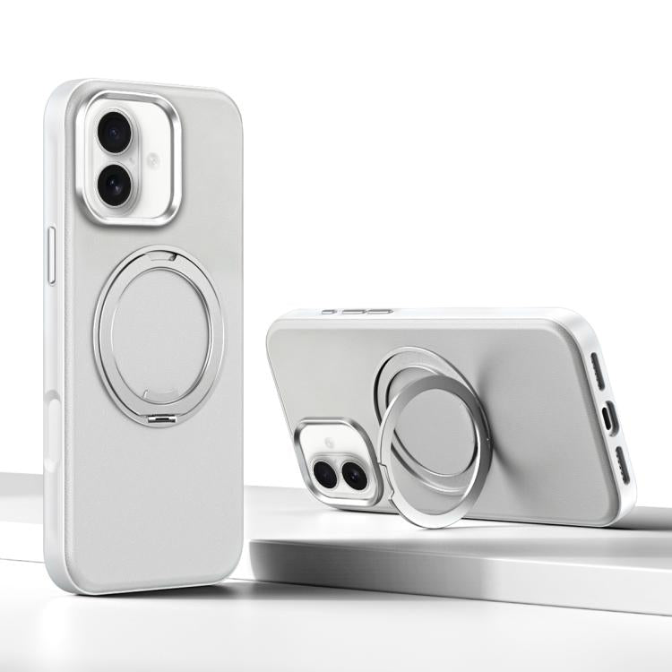 For iPhone 16 Cloud Block Star Leather Series 360 Degree Rotation Holder Magnetic Phone Case