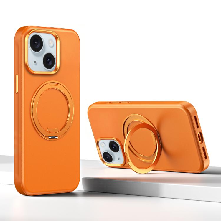 For iPhone 15 Cloud Block Star Leather Series 360 Degree Rotation Holder Magnetic Phone Case