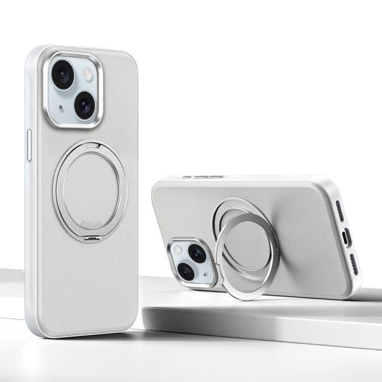 For iPhone 15 Cloud Block Star Leather Series 360 Degree Rotation Holder Magnetic Phone Case