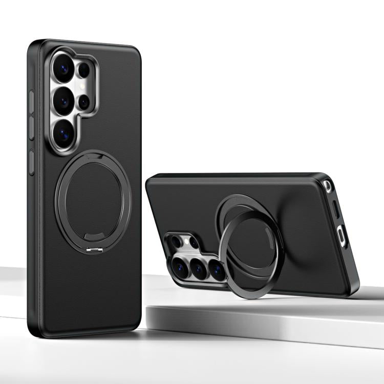 For Galaxy S26 Ultra 5G Cloud Block Star Leather Series 360 Degree Rotation Holder Magnetic Phone Case