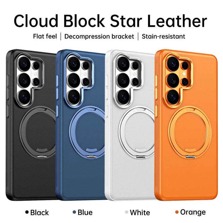 For Galaxy S26+ 5G Cloud Block Star Leather Series 360 Degree Rotation Holder Magnetic Phone Case