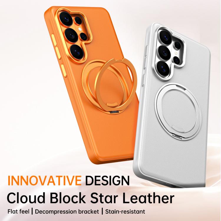 For Galaxy S26+ 5G Cloud Block Star Leather Series 360 Degree Rotation Holder Magnetic Phone Case