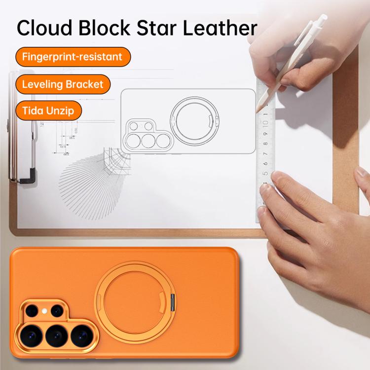 For Galaxy S26+ 5G Cloud Block Star Leather Series 360 Degree Rotation Holder Magnetic Phone Case
