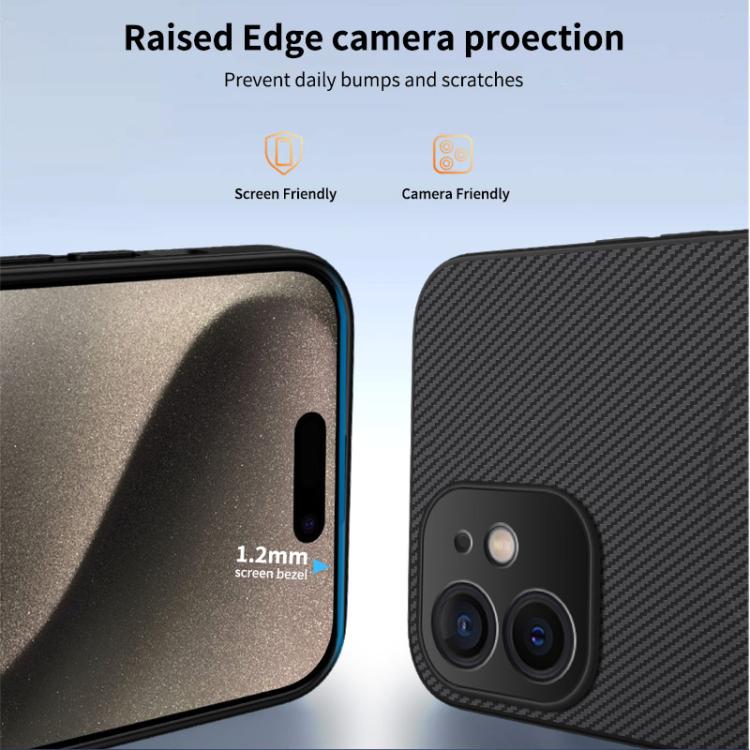 For iPhone 12 WANLONFENG TQ Series Magnetic Carbon Fiber Texture PC Hybrid TPU Phone Case