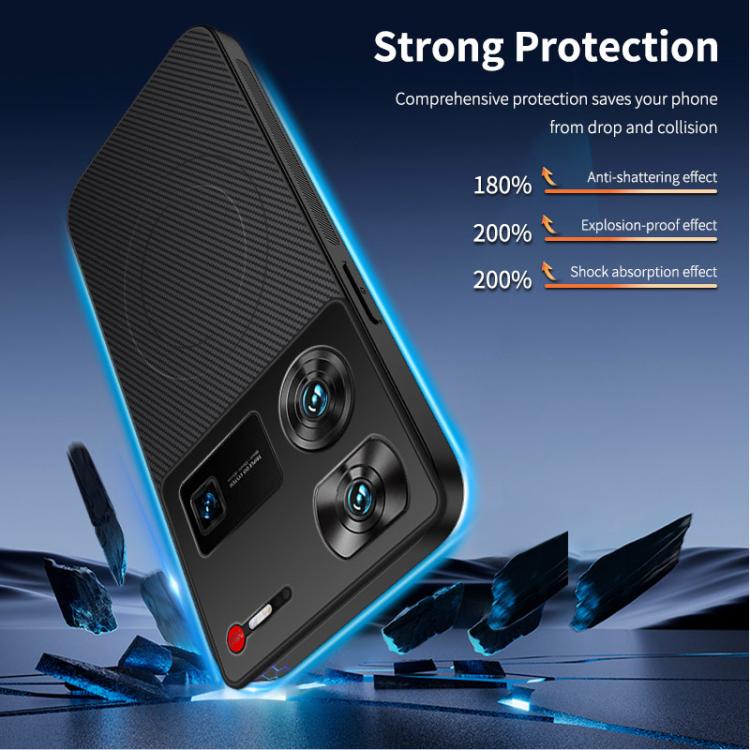 For ZTE nubia Z60 Ultra WANLONFENG TQ Series Magnetic Carbon Fiber Texture PC Hybrid TPU Phone Case