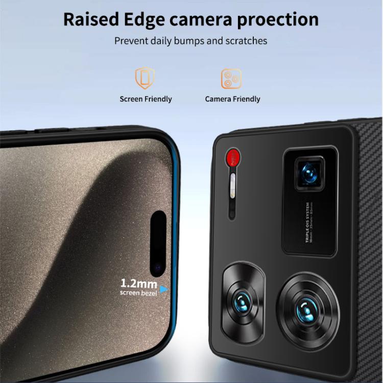 For ZTE nubia Z60 Ultra WANLONFENG TQ Series Magnetic Carbon Fiber Texture PC Hybrid TPU Phone Case