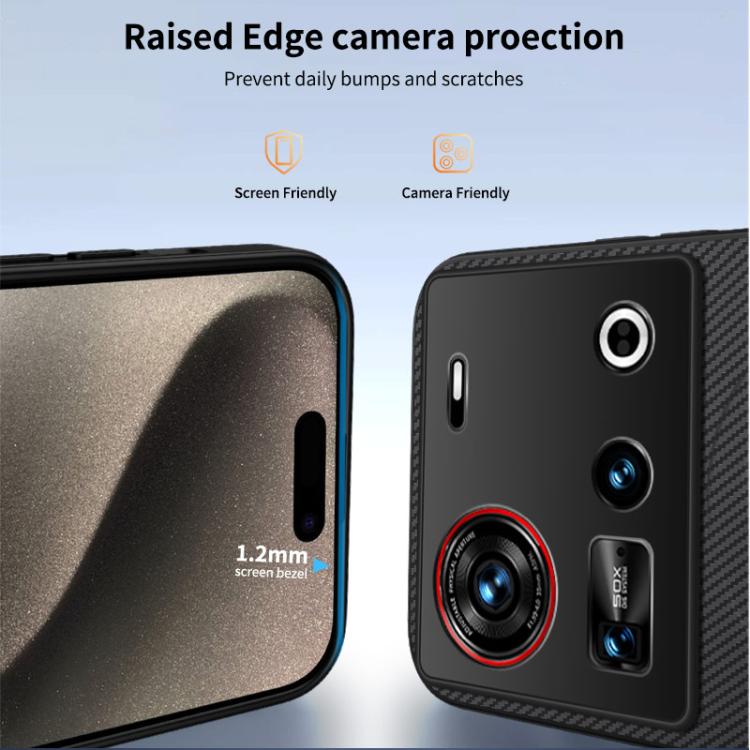 For ZTE nubia Z70 Ultra WANLONFENG TQ Series Magnetic Carbon Fiber Texture PC Hybrid TPU Phone Case