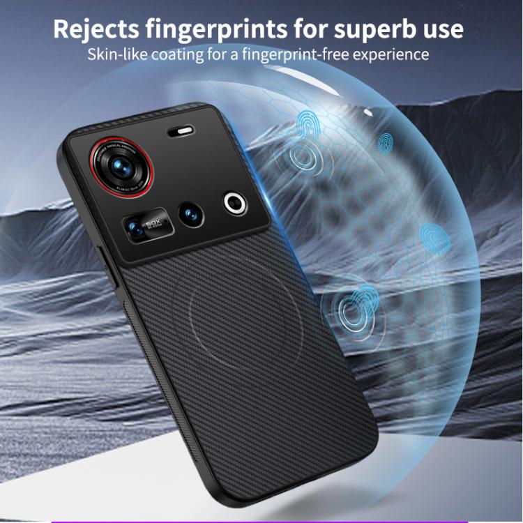 For ZTE nubia Z70 Ultra WANLONFENG TQ Series Magnetic Carbon Fiber Texture PC Hybrid TPU Phone Case