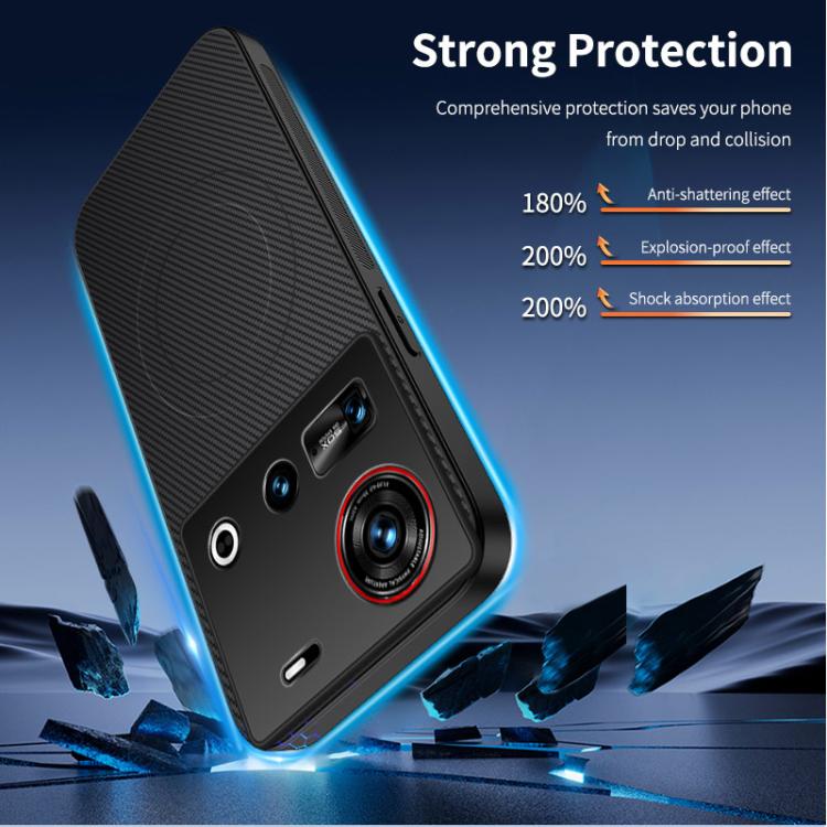 For ZTE nubia Z70 Ultra WANLONFENG TQ Series Magnetic Carbon Fiber Texture PC Hybrid TPU Phone Case
