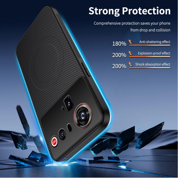 For ZTE nubia Z80 Ultra WANLONFENG TQ Series Magnetic Carbon Fiber Texture PC Hybrid TPU Phone Case