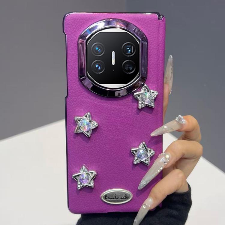 For Huawei Mate X5 Litchi Texture 3D Star Vegan Leather Shockproof Phone Case - Purple