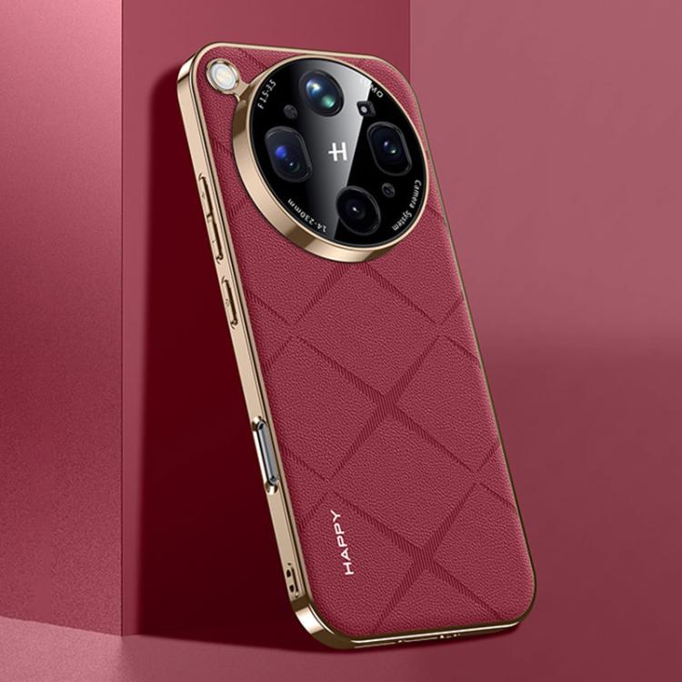 For OPPO Find X9 Ultra 5G Plain Leather PC Phone Case
