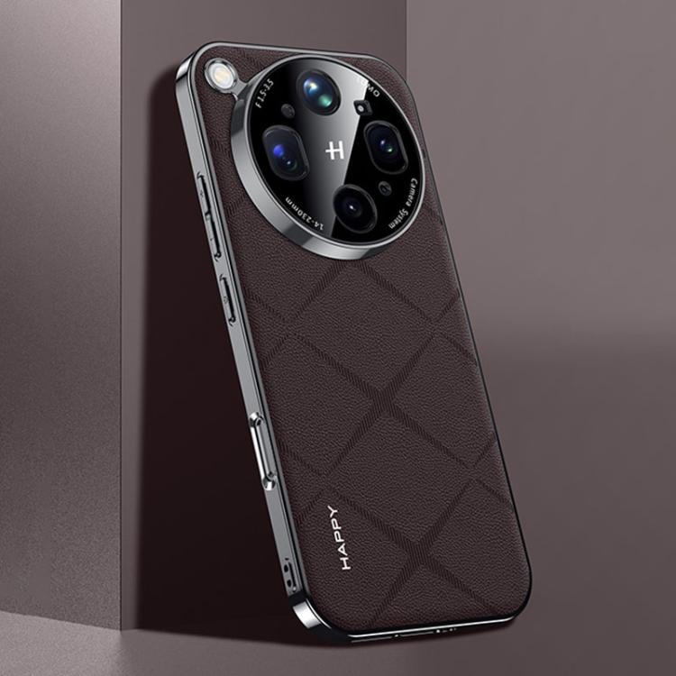 For OPPO Find X9 Ultra 5G Plain Leather PC Phone Case