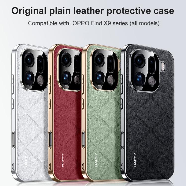 For OPPO Find X9 Ultra 5G Plain Leather PC Phone Case