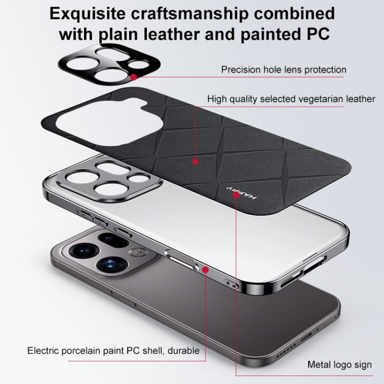 For OPPO Find X9 Ultra 5G Plain Leather PC Phone Case