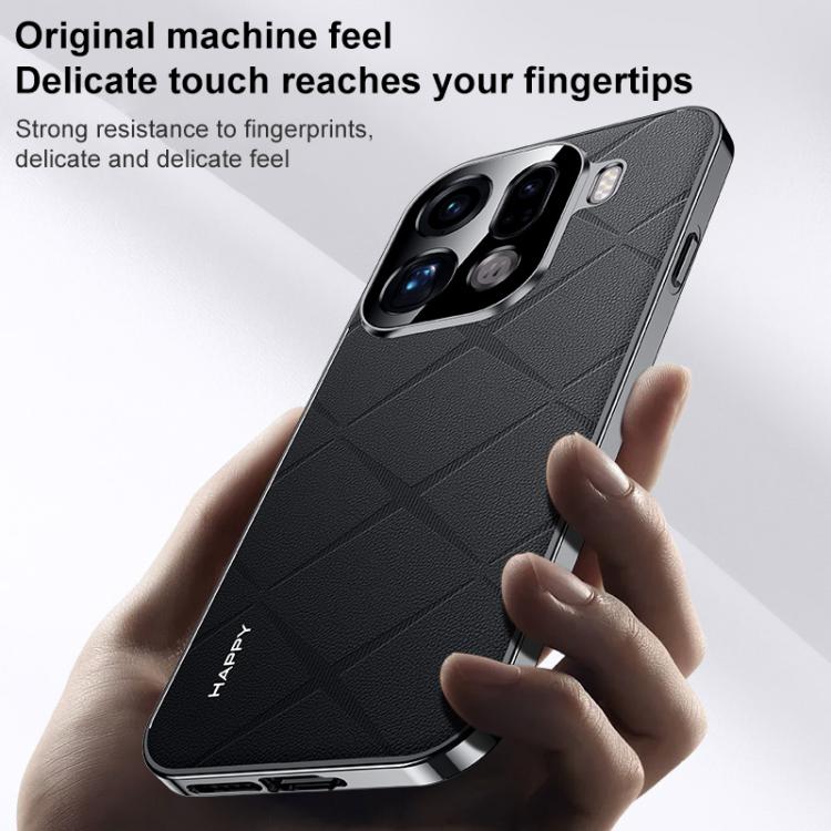 For OPPO Find X9 Ultra 5G Plain Leather PC Phone Case