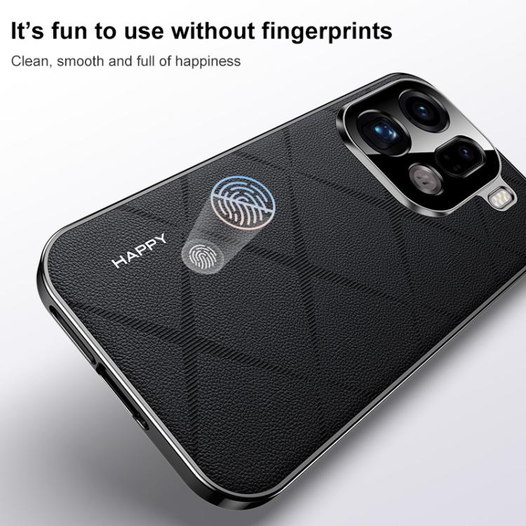 For OPPO Find X9 Ultra 5G Plain Leather PC Phone Case