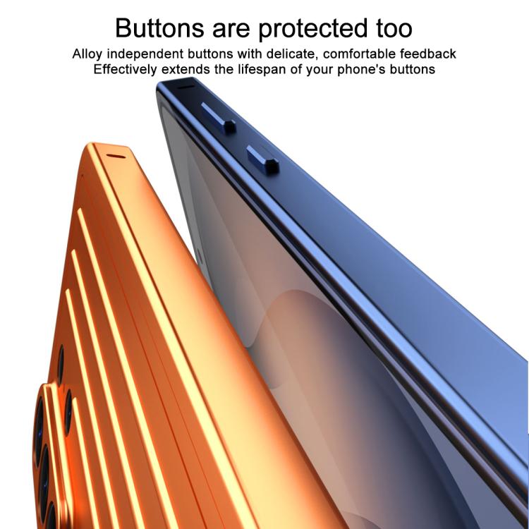 For Galaxy S26 Ultra 5G Suitcase Texture Magnetic King Series Aluminum Alloy Phone Case with Tempered Glass Film