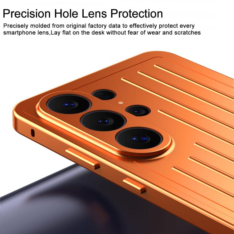 For Galaxy S26 Ultra 5G Suitcase Texture Magnetic King Series Aluminum Alloy Phone Case with Tempered Glass Film