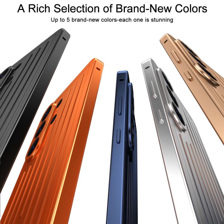 For Galaxy S26 Ultra 5G Suitcase Texture Magnetic King Series Aluminum Alloy Phone Case with Tempered Glass Film