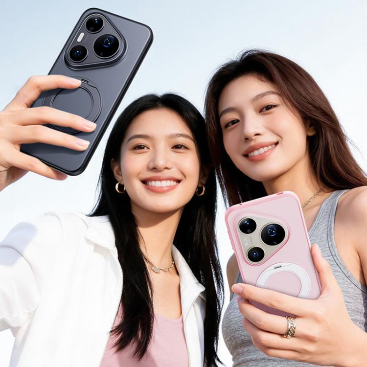 For Huawei Pura 90 Pro Max 5G Boundless Transparent Series Skin Feel Frosted Clear Magnetic Phone Case with Rotating Holder