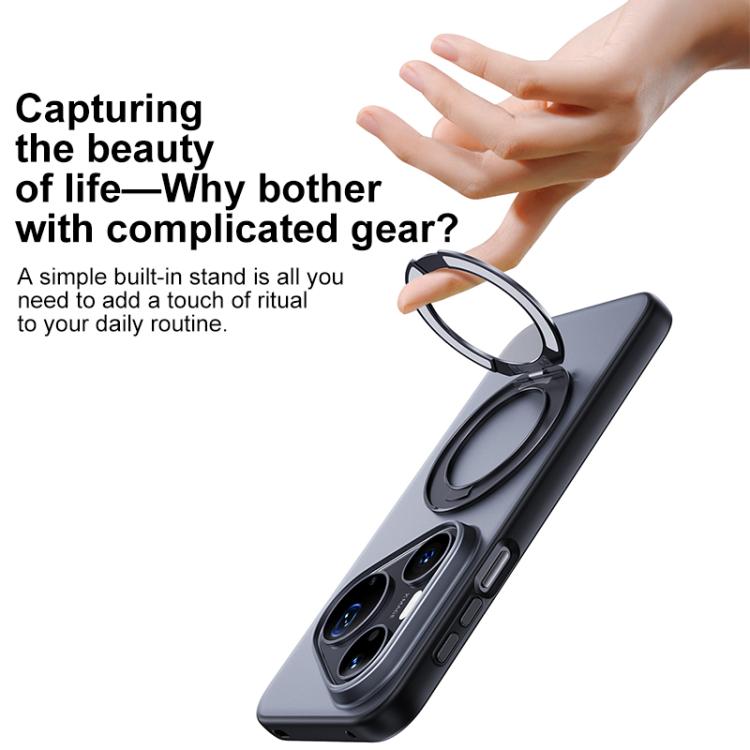 For Huawei Pura 90 Pro 5G Boundless Transparent Series Skin Feel Frosted Clear Magnetic Phone Case with Rotating Holder
