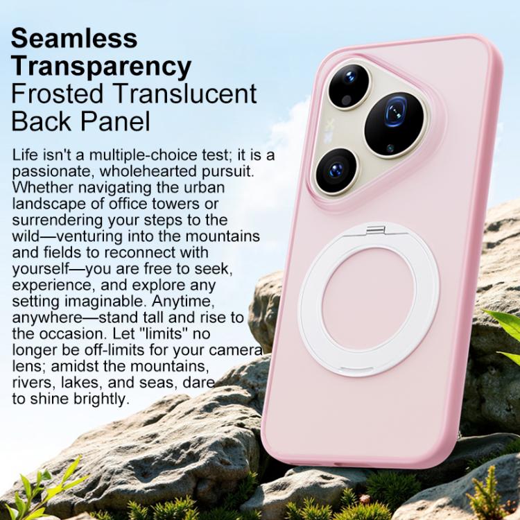 For Huawei Pura 90 Pro 5G Boundless Transparent Series Skin Feel Frosted Clear Magnetic Phone Case with Rotating Holder