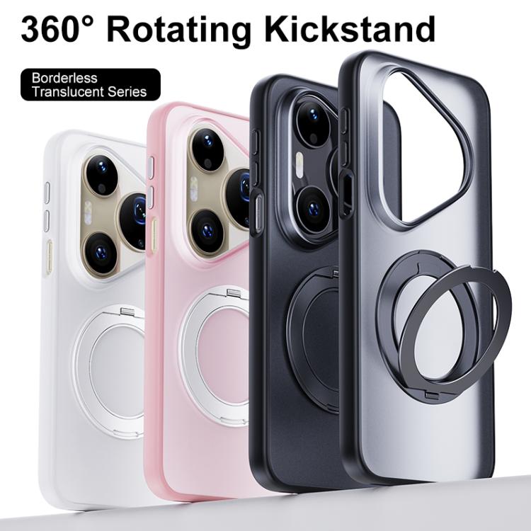For Huawei Pura 90 Pro 5G Boundless Transparent Series Skin Feel Frosted Clear Magnetic Phone Case with Rotating Holder