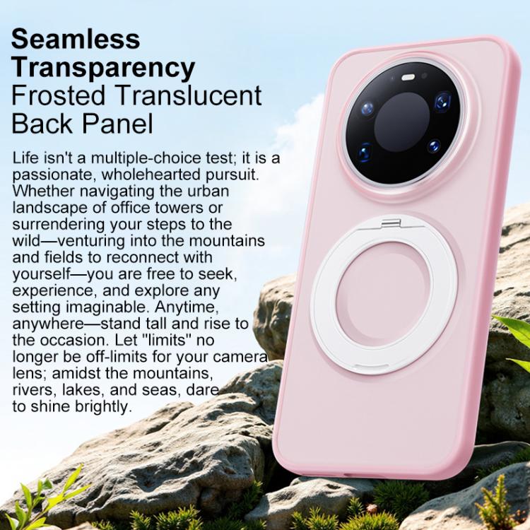 For Huawei Mate 80 Pro Max Boundless Transparent Series Skin Feel Frosted Clear Magnetic Phone Case with Rotating Holder