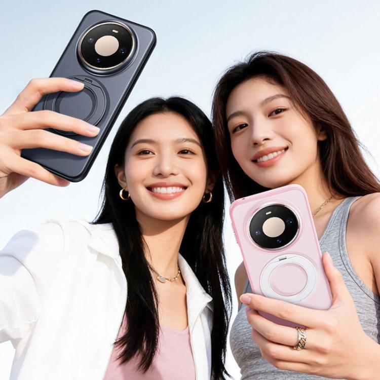For Huawei Mate 80 / 80 Pro Boundless Transparent Series Skin Feel Frosted Clear Magnetic Phone Case with Rotating Holder