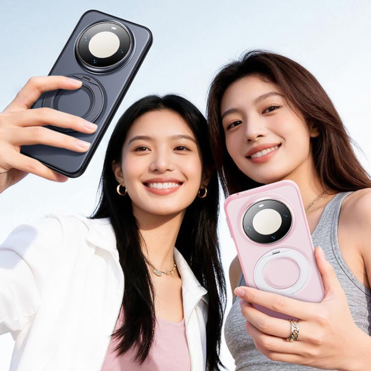 For Huawei Mate 60 Pro / 60 Pro+ Boundless Transparent Series Skin Feel Frosted Clear Magnetic Phone Case with Rotating Holder