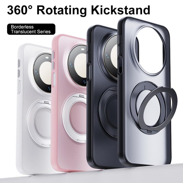 For Huawei Mate 60 Pro / 60 Pro+ Boundless Transparent Series Skin Feel Frosted Clear Magnetic Phone Case with Rotating Holder