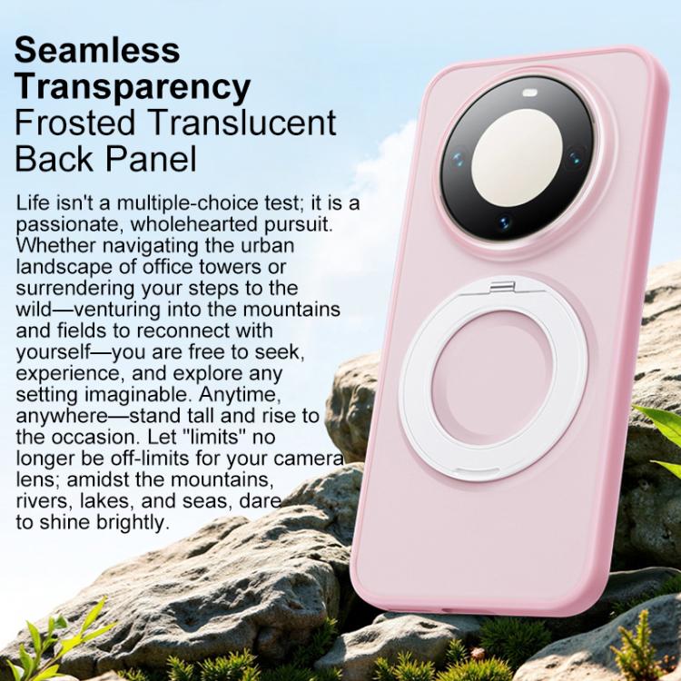 For Huawei Mate 60 Pro / 60 Pro+ Boundless Transparent Series Skin Feel Frosted Clear Magnetic Phone Case with Rotating Holder