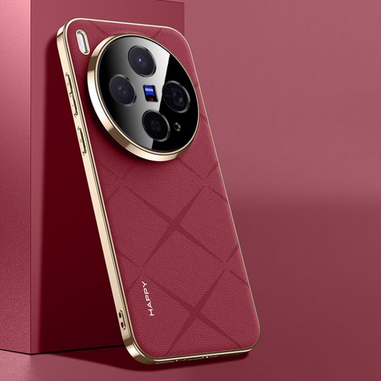 For vivo X300s Plain Leather PC Phone Case
