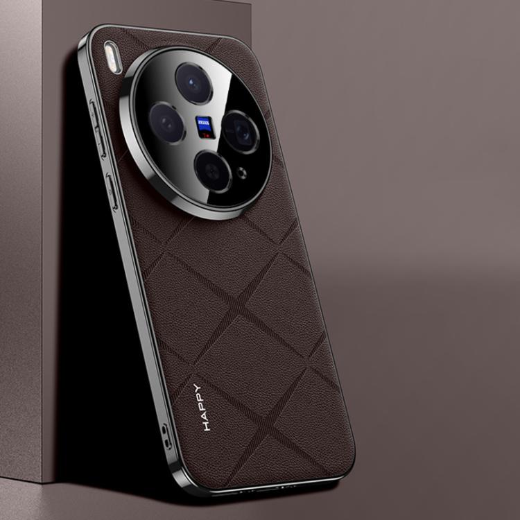 For vivo X300s Plain Leather PC Phone Case