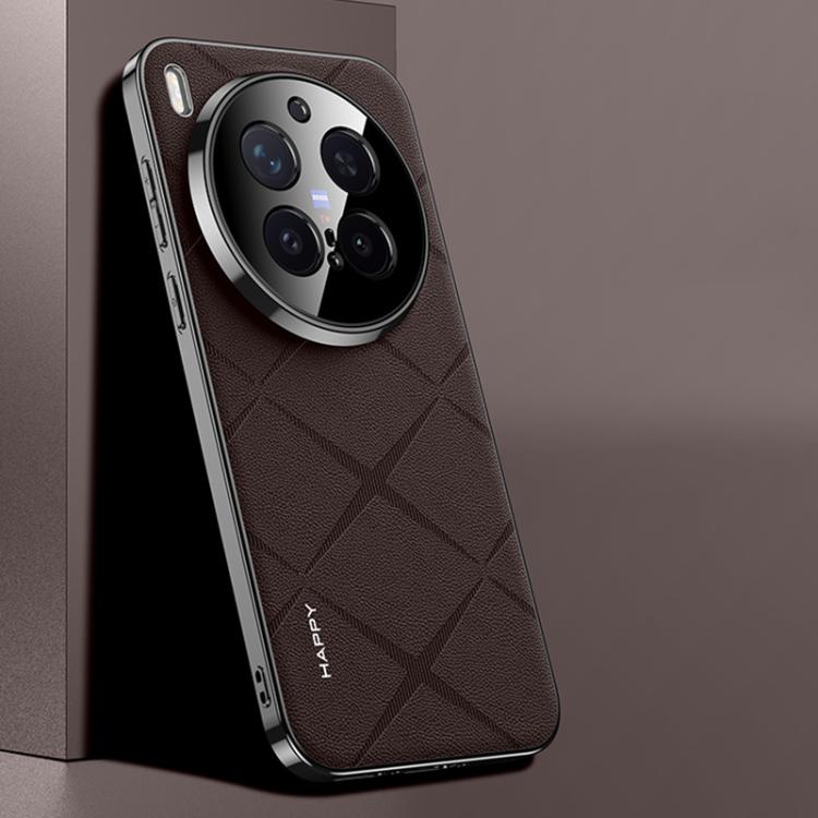 For vivo X300 Ultra Plain Leather PC Phone Case
