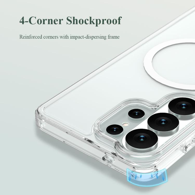 For Galaxy S26 Ultra 5G LeReach TOC Clear Series Dual-Composite Armor TPU + Acrylic Shockproof Magnetic Phone Case - Transparent