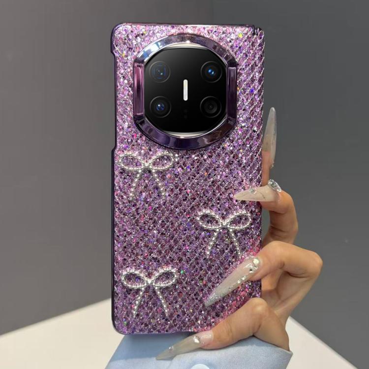 For Huawei Mate X6 Glitter Sequins Bow Shockproof Phone Case - Purple