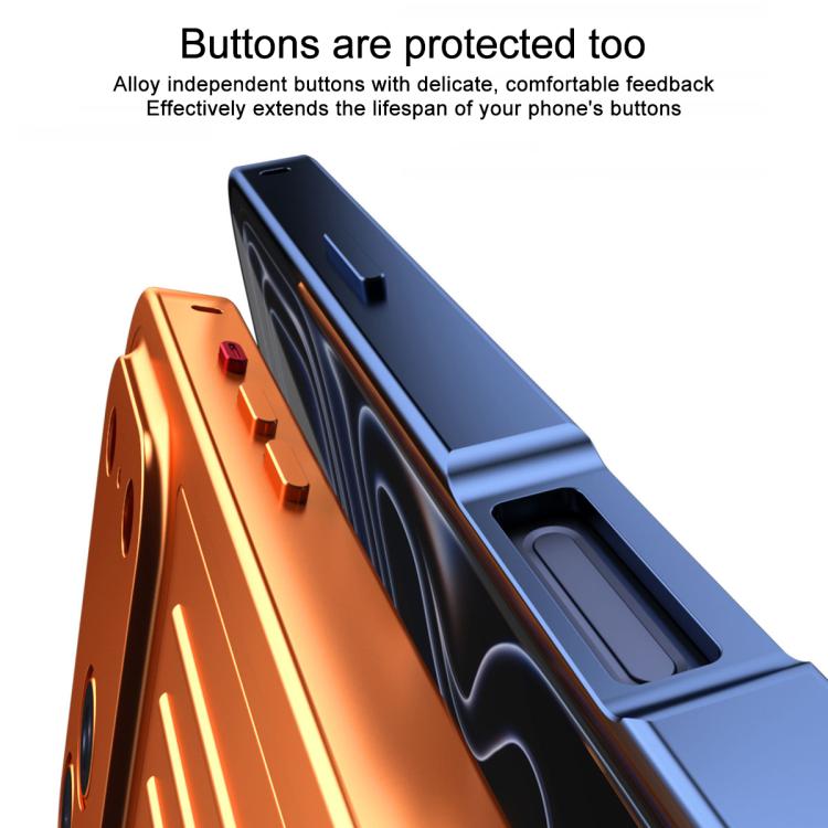 For iPhone 17 Pro Suitcase Texture Magnetic King Series Aluminum Alloy Phone Case with Tempered Glass Film