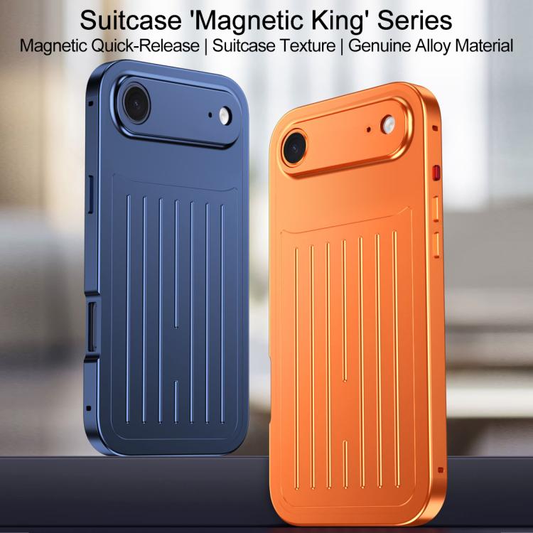 For iPhone Air Suitcase Texture Magnetic King Series Aluminum Alloy Phone Case with Tempered Glass Film