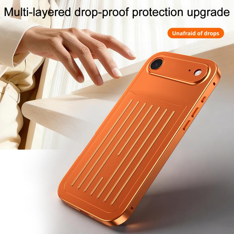 For iPhone Air Suitcase Texture Magnetic King Series Aluminum Alloy Phone Case with Tempered Glass Film