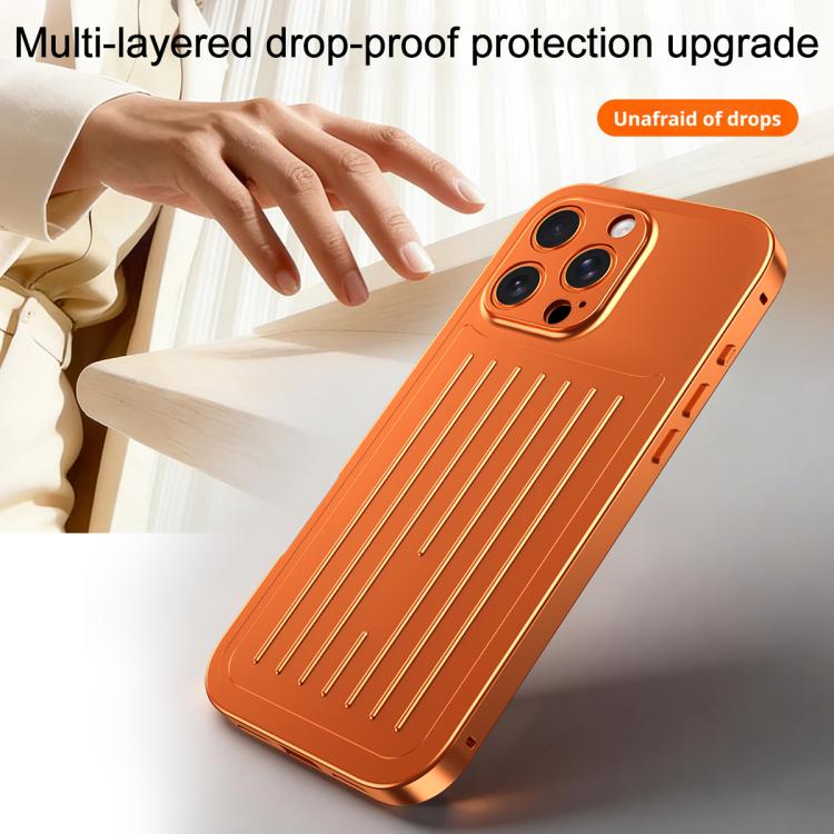 For iPhone 16 Pro Max Suitcase Texture Magnetic King Series Aluminum Alloy Phone Case with Tempered Glass Film