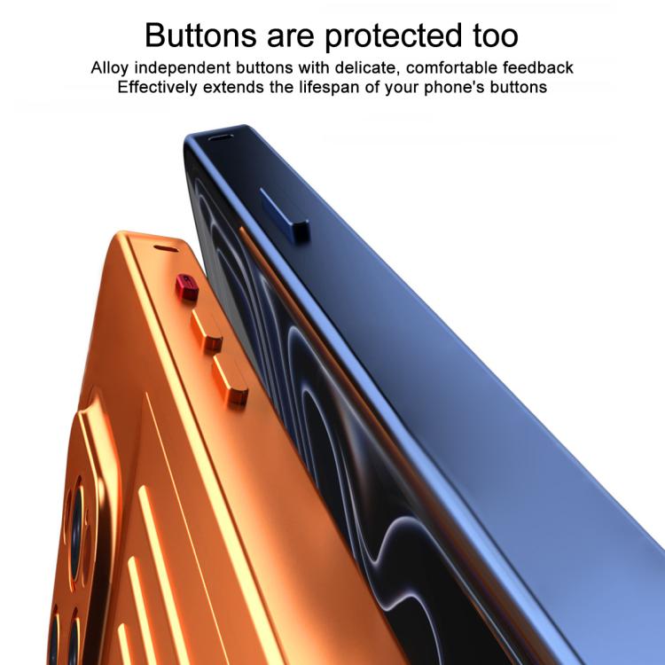 For iPhone 14 Pro Suitcase Texture Magnetic King Series Aluminum Alloy Phone Case with Tempered Glass Film