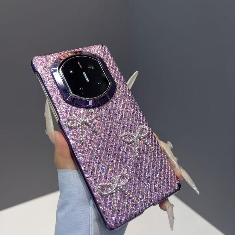 For Huawei Mate X5 Glitter Sequins Bow Shockproof Phone Case with Frame - Purple
