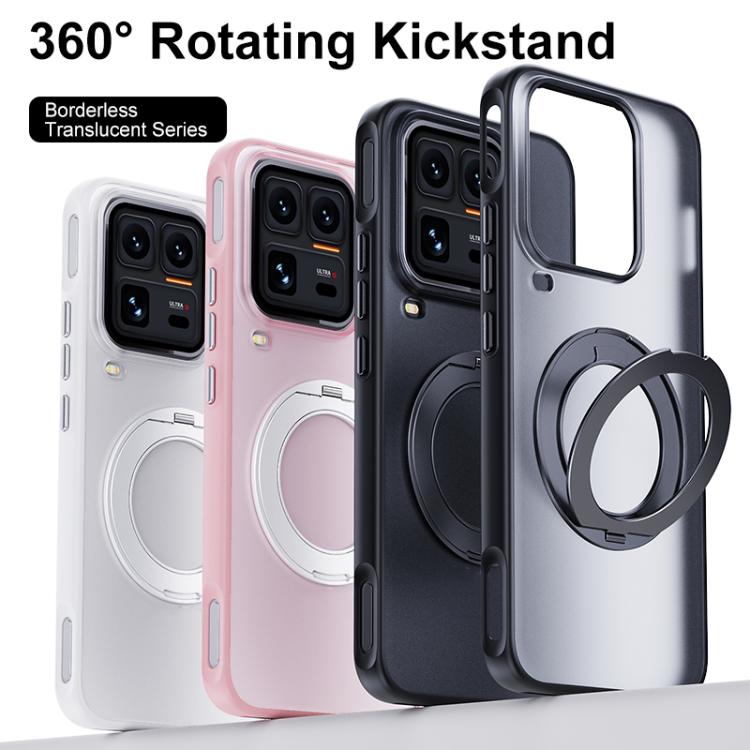 For vivo iQOO 15 Ultra 5G Boundless Transparent Series Skin Feel Frosted Clear Magnetic Phone Case with Rotating Holder