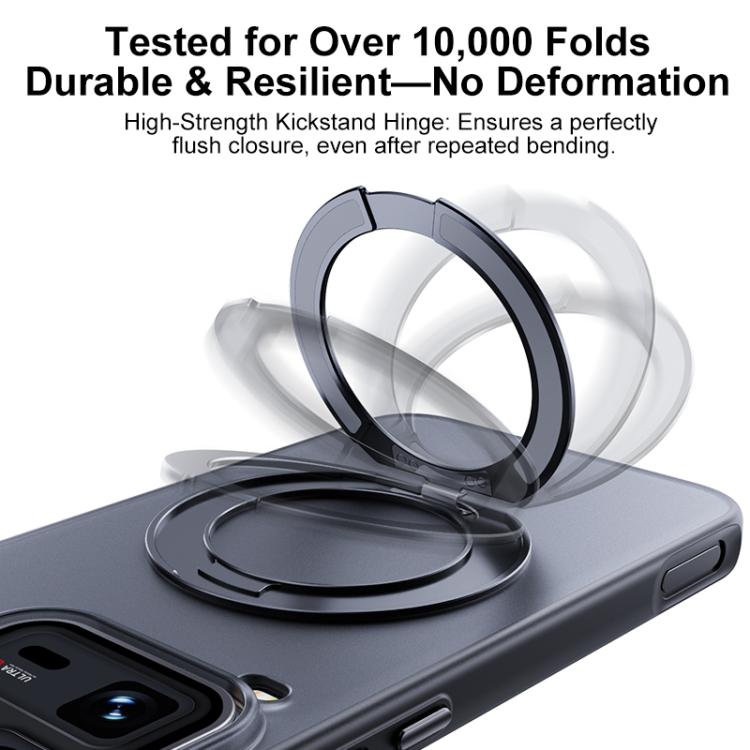 For vivo iQOO 15 Ultra 5G Boundless Transparent Series Skin Feel Frosted Clear Magnetic Phone Case with Rotating Holder