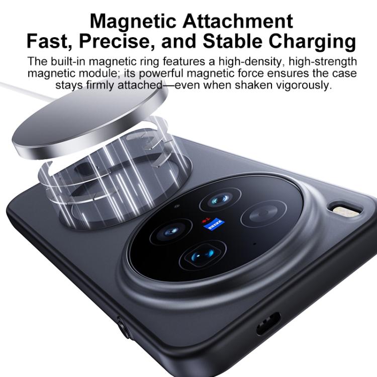 For vivo X300 Ultra Boundless Transparent Series Skin Feel Frosted Clear Magnetic Phone Case with Rotating Holder